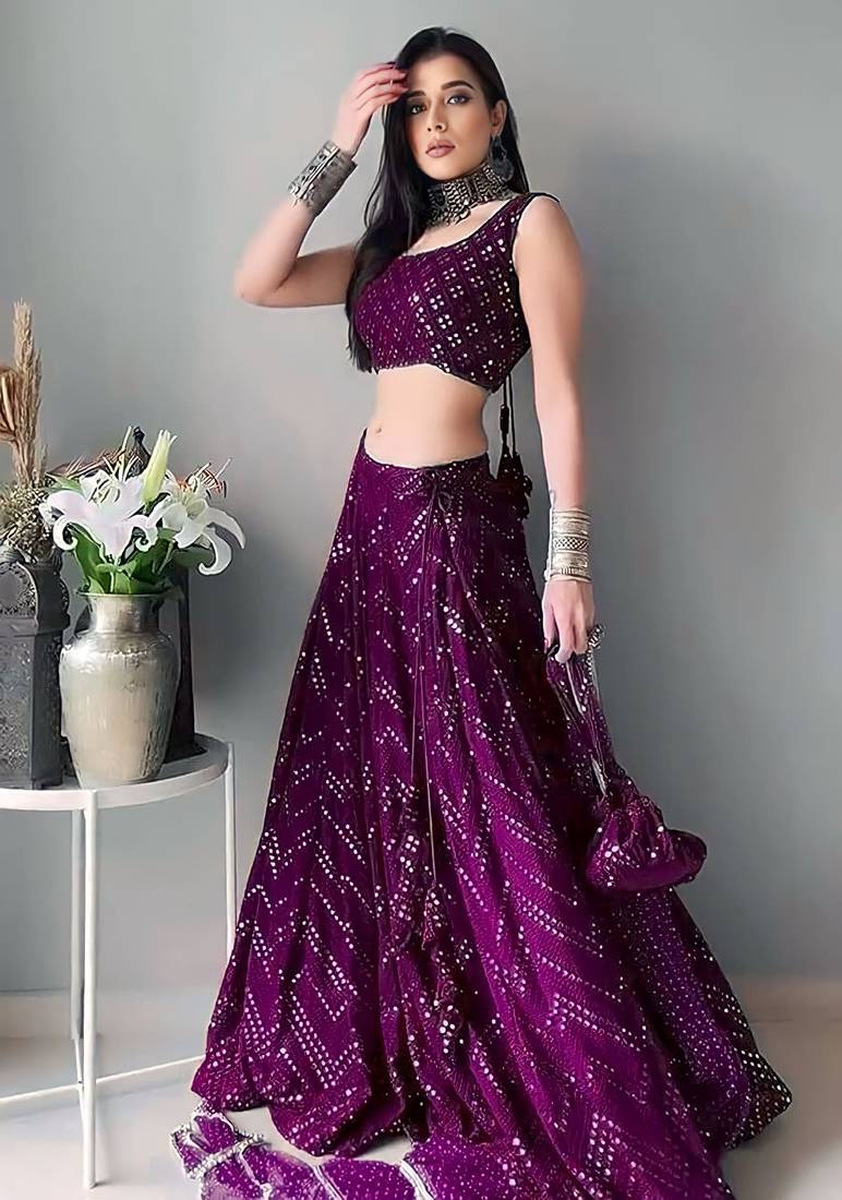 Premium Wine Festive Lehenga Set