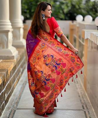 Purple elegant art silk woven saree with rich zari border 2