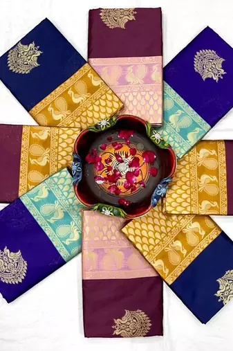Wine silk blend banarasi saree with unstitched blouse piece