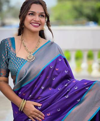 Purple elegant art silk woven saree with rich zari border 3
