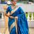 Turquoise elegant art silk woven saree with rich zari border