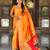 Orange elegant art silk woven saree with rich zari border
