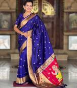 Violet elegant art silk woven saree with rich zari border