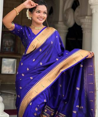 Violet elegant art silk woven saree with rich zari border 3