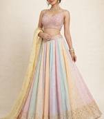 Pastel Multicolor Embroidered Lehenga Set