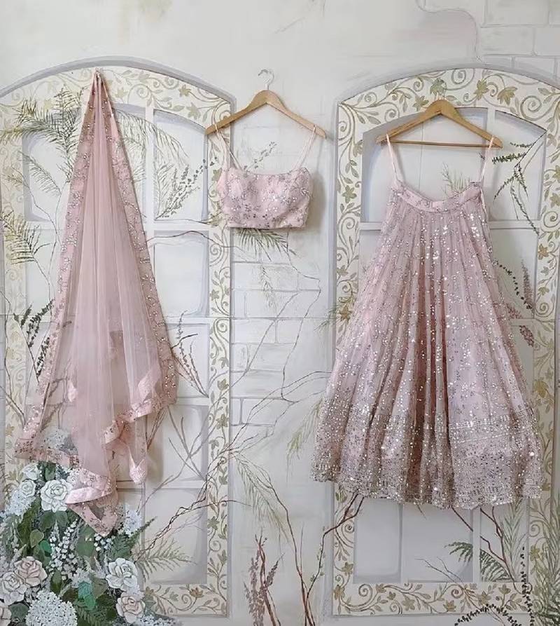 Designer Pastel Pink Lehenga Choli for Festive Occasions