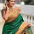 Green elegant art silk woven saree with rich zari border