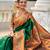 Green elegant art silk woven saree with rich zari border