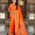Orange elegant art silk woven saree with rich zari border