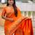 Orange elegant art silk woven saree with rich zari border