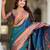 Teal elegant art silk woven saree with rich zari border