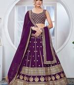 Royal Purple Faux Georgette Lehenga Choli with Thread & Sequins Embroidery