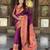 Wine elegant art silk woven saree with rich zari border
