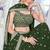 Bottle Green Faux Georgette Lehenga Choli with Thread & Sequins Embroidery