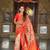 Red elegant art silk woven saree with rich zari border