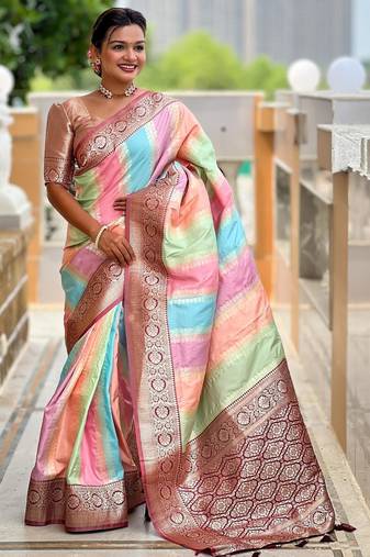 Maroon elegant art silk woven saree with rich zari border