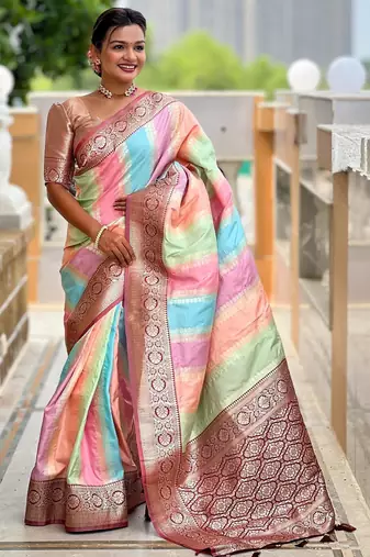 Maroon elegant art silk woven saree with rich zari border