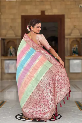 Maroon elegant art silk woven saree with rich zari border