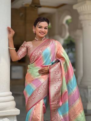 Maroon elegant art silk woven saree with rich zari border 3