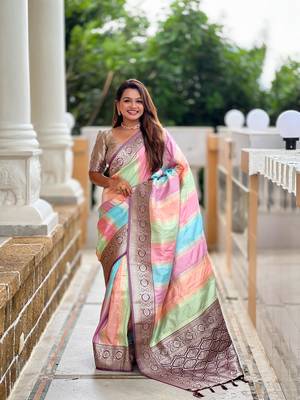 Wine elegant art silk woven saree with rich zari border 1