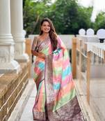 Wine elegant art silk woven saree with rich zari border