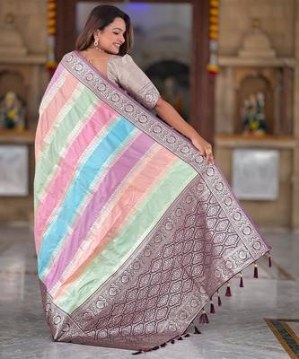Wine elegant art silk woven saree with rich zari border 2