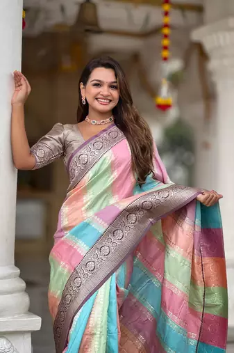 Wine elegant art silk woven saree with rich zari border