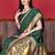 Green elegant art silk woven saree with rich zari border