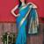 Turquoise elegant art silk woven saree with rich zari border
