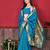 Turquoise elegant art silk woven saree with rich zari border