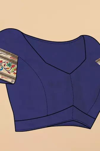 Navy blue elegant art silk woven saree with rich zari border