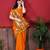 Orange elegant art silk woven saree with rich zari border