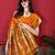 Orange elegant art silk woven saree with rich zari border