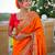 Orange elegant art silk woven saree with rich zari border