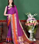 Magenta elegant art silk woven saree with rich zari border