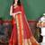 Red elegant art silk woven saree with rich zari border
