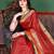 Red elegant art silk woven saree with rich zari border