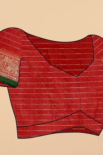Red elegant art silk woven saree with rich zari border