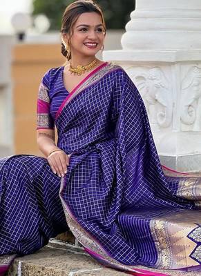 Violet elegant art silk woven saree with rich zari border 5