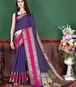 Violet elegant art silk woven saree with rich zari border