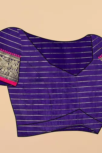 Violet elegant art silk woven saree with rich zari border