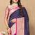 Navy blue elegant art silk woven saree with rich zari border