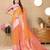 Orange elegant art silk woven saree with rich zari border