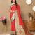Red elegant art silk woven saree with rich zari border