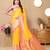 Yellow elegant art silk woven saree with rich zari border