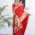 Red elegant art silk woven saree with rich zari border