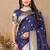 Navy blue elegant art silk woven saree with rich zari border