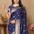 Navy blue elegant art silk woven saree with rich zari border