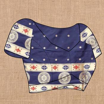 Navy blue elegant art silk woven saree with rich zari border 5
