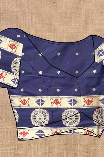 Navy blue elegant art silk woven saree with rich zari border
